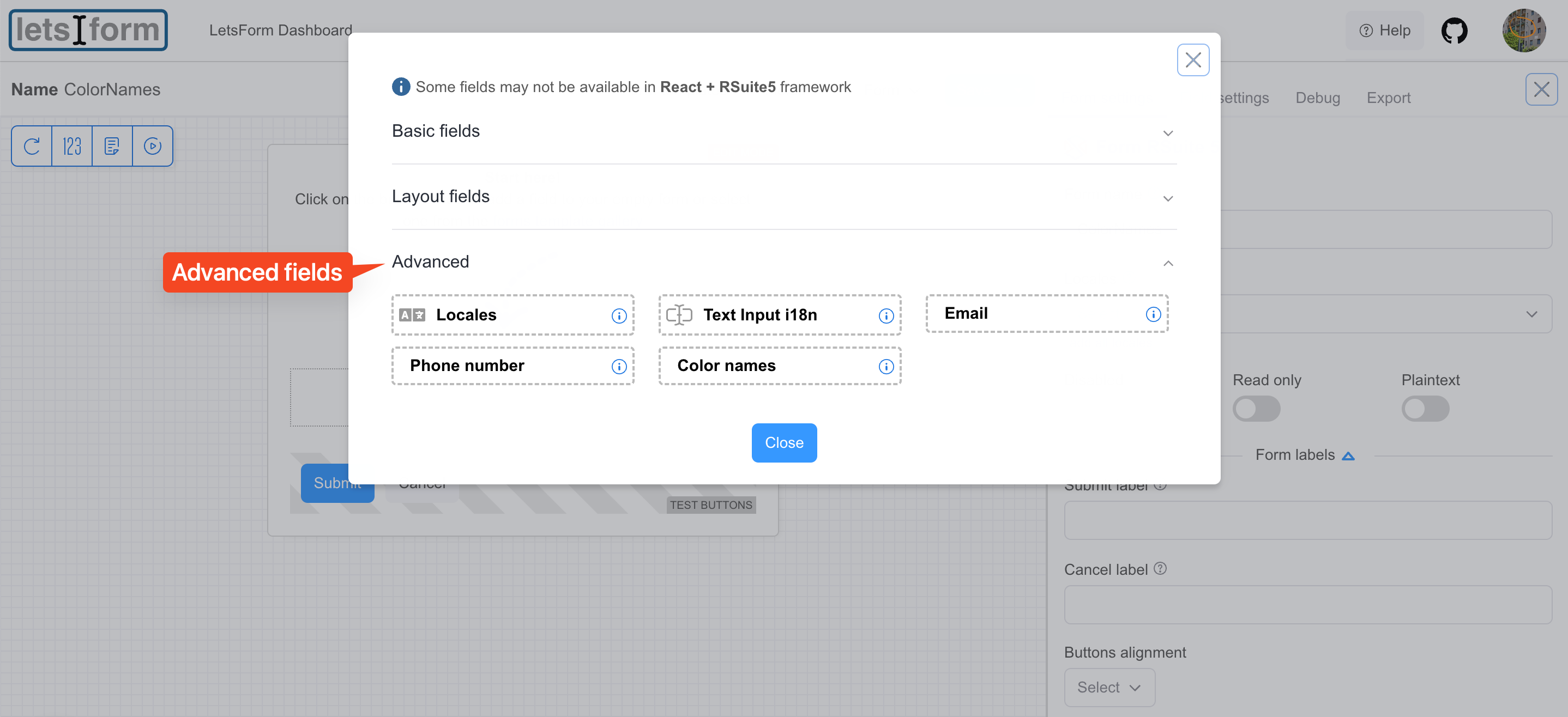 LetsFormDesigner: Use form templates